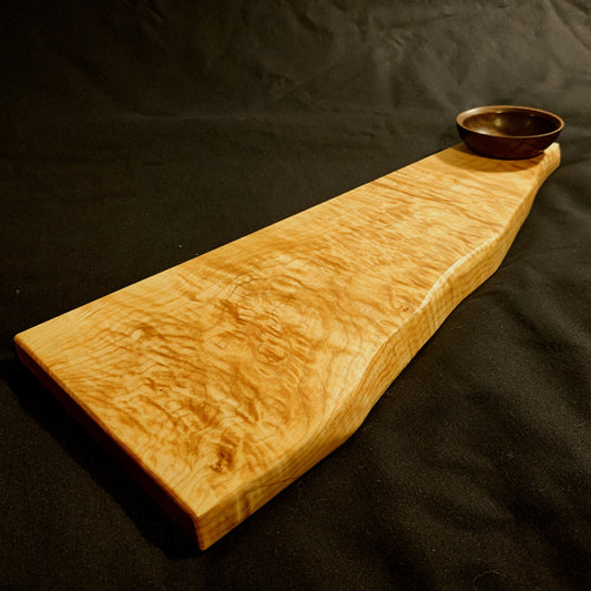 Curly Maple Serving Board and Walnut Saucer